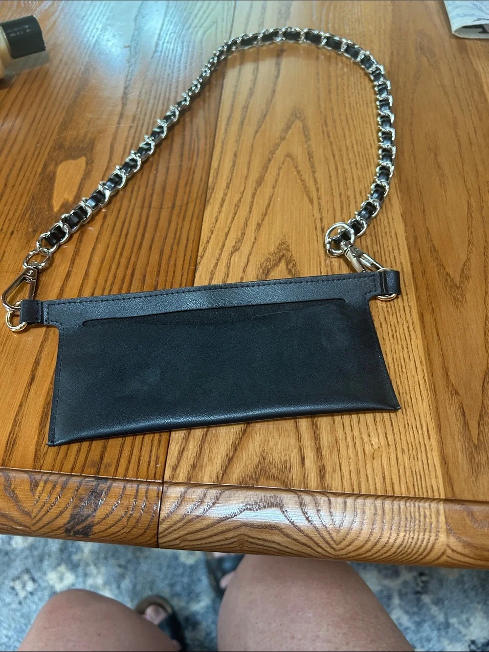 L.A.M.B. Black and White Graphic Wallet with Silver-tone Ribbon Chain